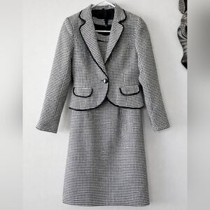 Vintage Topvalu Classic Black & White Houndstooth Jacket and Dress Set, XS